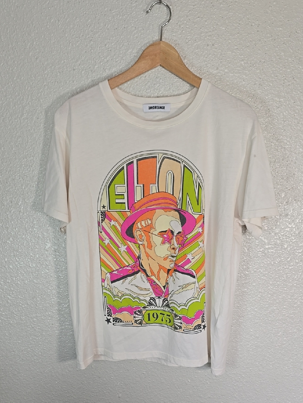 Daydreamer Cream Elton 1975 Neon Graphic Tee